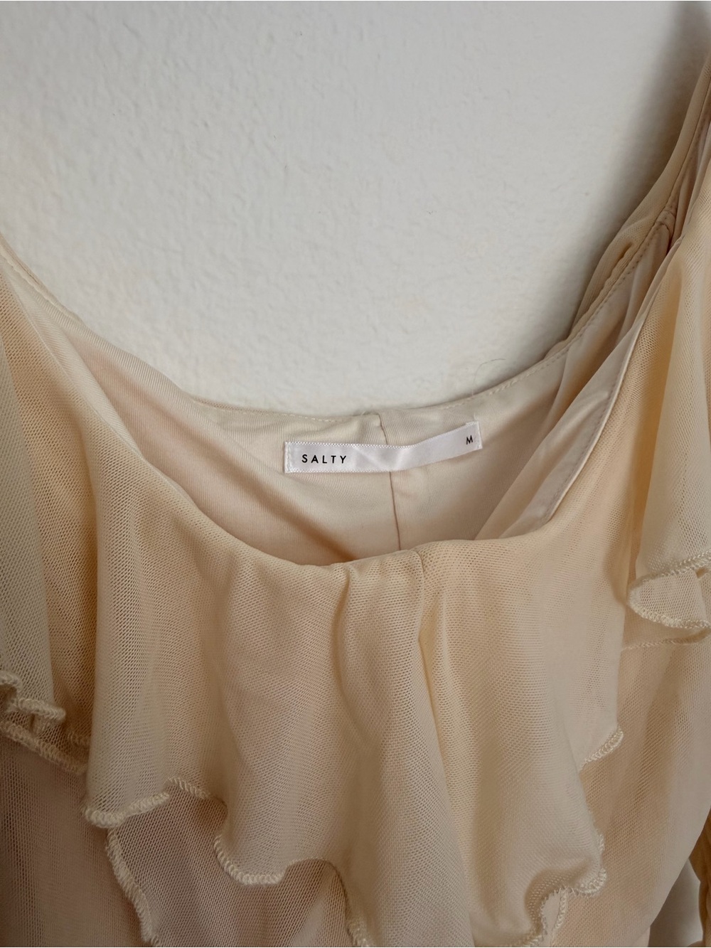 Cream Ruffle Off-Shoulder Dress - Picture 3 of 4